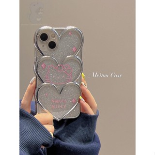 เคสโทรศัพท์มือถือ ชุบไฟฟ้า ลายเฮลโลคิตตี แต่งกลิตเตอร์ สําหรับ Apple iPhone 14 13 12 11 14promax A