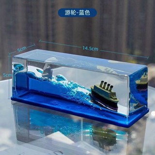 ✚ↂCruise Ship Fluid Drifting Bottle Titanic Desktop Decoration ของขวัญรับปริญญา ของขวัญวันเกิด สำหรับเด็กชายและเด็กหญิง