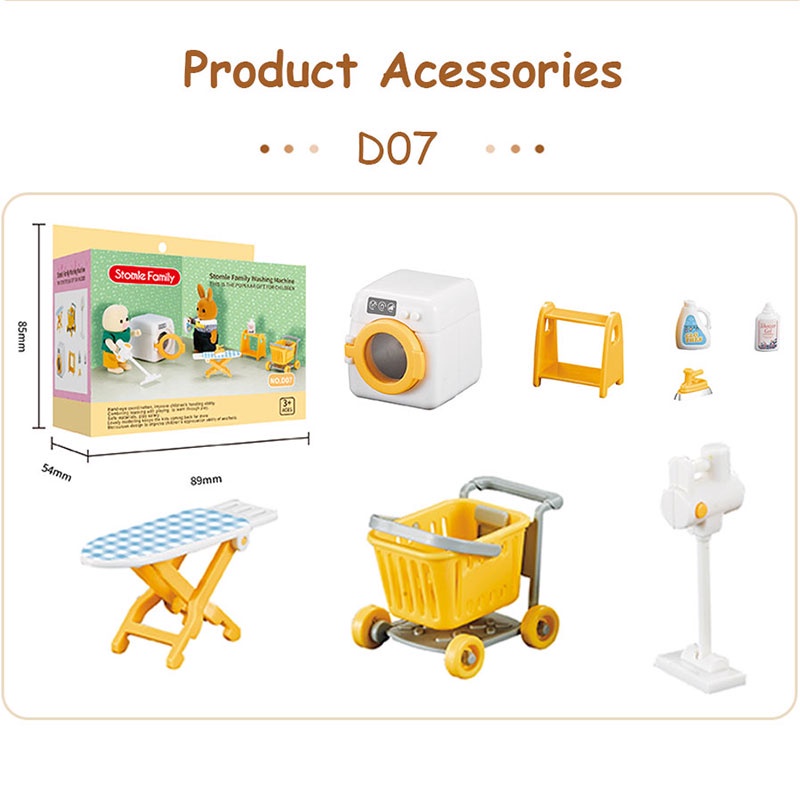 Forest Family Dollhouse Furniture Miniatures Washing Machine Doll House Accessories Vacuum Cleaner Miniture Gifts