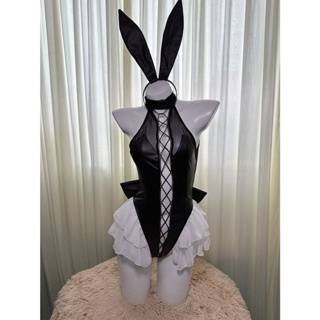 ۞Super Spicy Rabbit Maid Patent Leather Open File Siamese Bunny Girl Pure Desire Sexy COS Uniform Role Playing 8374