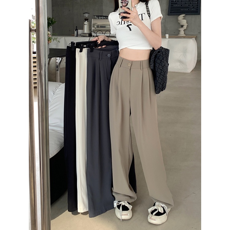 Suitcute กางเกงขากระบอกกลาง กางเกงใส่ทำงาน คลาสสิค ทรงสวยยย ใส่เที่ยวได้
