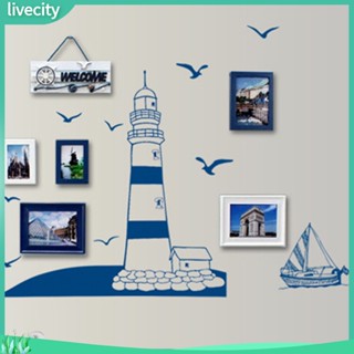 {livecity} สติกเกอร์ติดผนััง รูปหอยคอยและเรือใบ สติกเกอร์รูปลอก สำหรับตกแต่งบ้าน