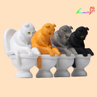 【AG】Mini Cat Model High Simulation Vivid Expression Decoration Toilet Miniature Cat Animal Toy for