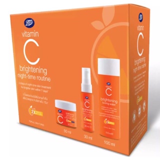 ลดเพิ่ม 8% 🔥 สูตรใหม่ Boots Vitamin C gift sets บู๊ทส์ วิตามินซี ไนท์-ไทม์ ไบรท์เทนนิ่ง รูทีน