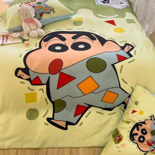 ผ้าปูที่นอน 5 ฟุต ↂผ้าปูที่นอน 3 5 ฟุต  การ์ตูน Crayon Shin-Chan Washed Ice Silk ชุดสี่ชิ้นเดี่ยวและคู่ Summer Cool Dorm