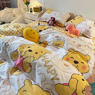 ผ้าปูที่นอน 3 ฟุต ☄ผ้าปูที่นอน 3 5 ฟุต  ในการ์ตูน Winnie the Pooh กระดานหมากรุกนอร์ดิกสี่ชิ้นชุดหอพักสามชิ้นที่เรียบง่าย