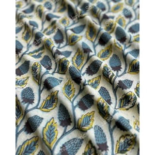 180B/m Cotton Fabric Indian Blockprint  ผ้าฝ้าย อินเดีย พิมพ์มือ ผ้าเบาสบาย ブロックプリント　インド綿 ajrak sarasafabric C23-07-01