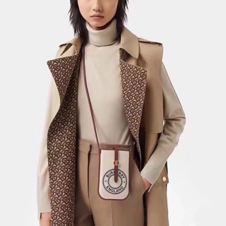 Burberry ใหม่ B กระเป๋าใส่เหรียญ ผ้าแคนวาส ใส่โทรศัพท์มือถือ พร้อมกระเป๋าหนัง ใส่บัตรได้ สําหรับบ้าน 12pro