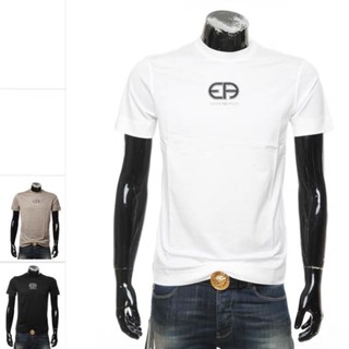 Emporio Armani EA7 เสื้อยืดแขนสั้น ผ้าฝ้าย ทรงหลวม ลายดาว สีแดง สําหรับผู้ชาย และผู้หญิง 2023