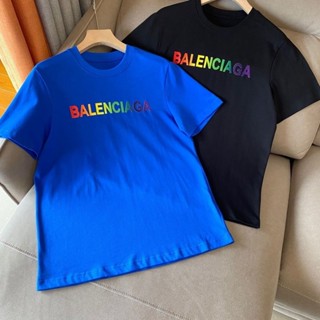 Balenciaga เสื้อยืดแขนสั้น ทรงหลวม เข้ากับทุกชุด แฟชั่นฤดูร้อน สําหรับผู้ชาย และผู้หญิง