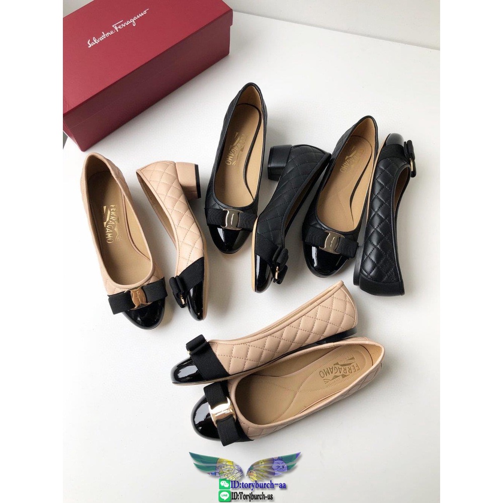 Ferra.gamo women's quilted block-heel pump slip-on elegant party street footwear size35-39