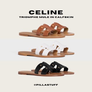 New🔥 Celine Triomphe Mule in calfskin รองเท้าแตะเซลีน