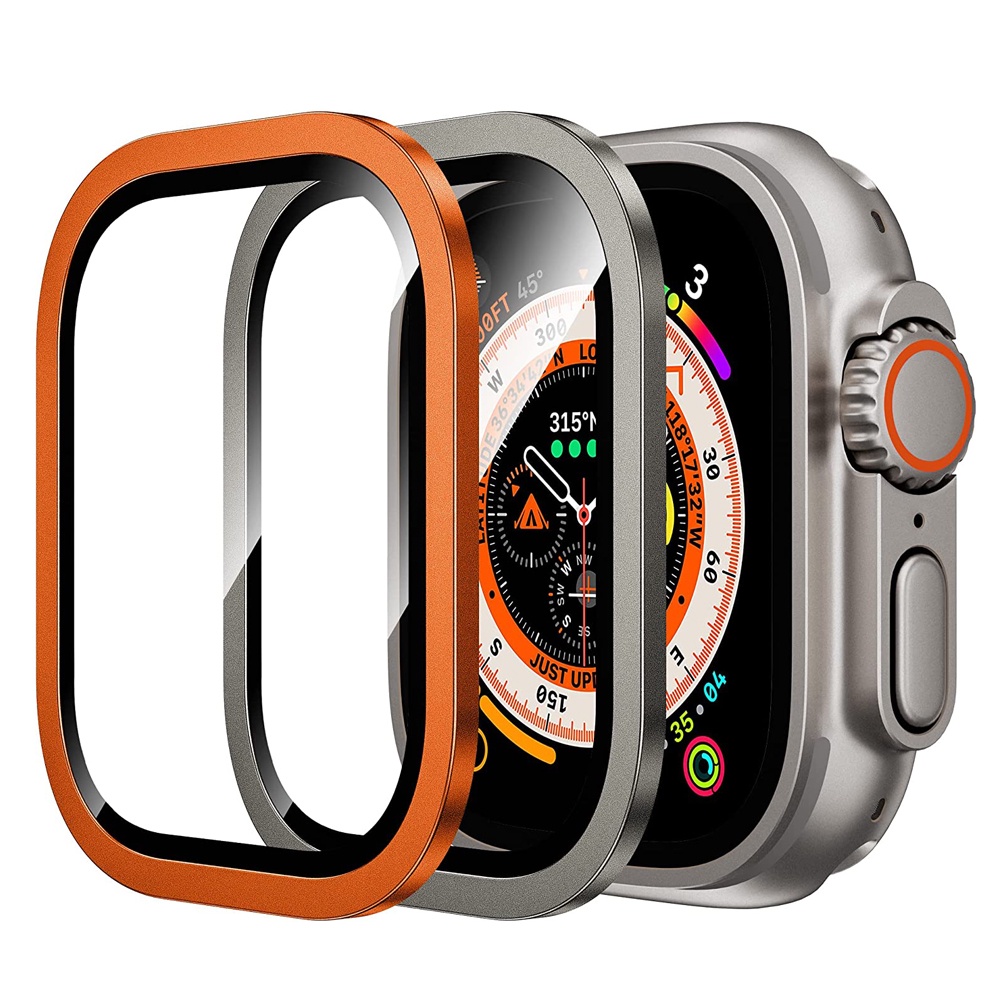 ∈◆Bumper Glass Flim for Apple Watch 49mm Screen Protector Tempered Glass iWatch Ultra Lightweight Ti