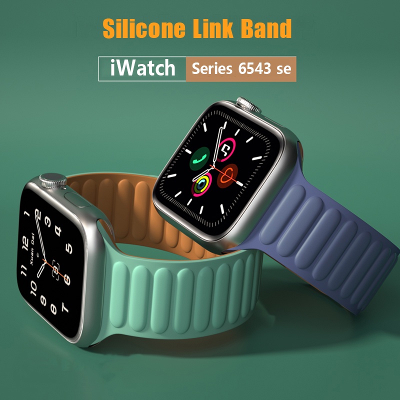 ☞∋❒Link strap for Apple watch band 44mm 40mm 45mm 41mm 38mm 42mm 44 45 mm Silicone Magnetic Loop bracelet iWatch serie 6