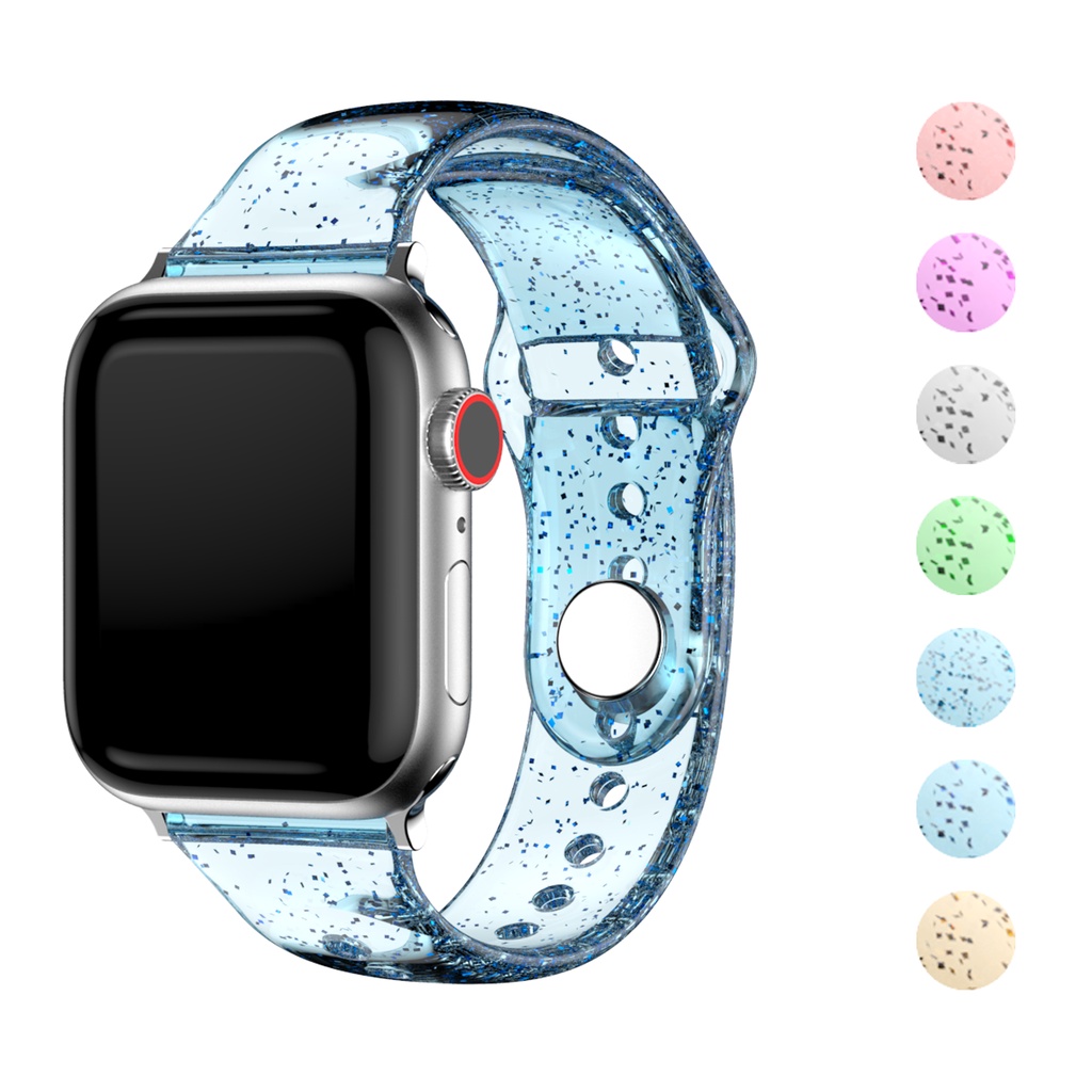 ❀∈Transparent Silicone Strap for Apple Watch Band 40mm 44mm 45mm 41mm 38mm 42 49 Glitter Women Sport Wrist iWatch ultra