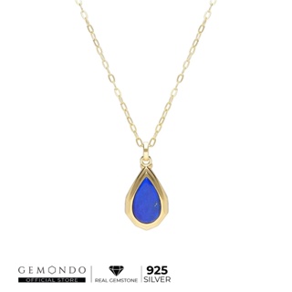 Gemondo สร้อยพร้อมจี้ล็อกเก็ตเงินแท้ 925 ชุบทอง 18K  ประดับลาพิส ลาซูลี (Lapis Lazuli)  ดีไซน์ทรงหยดน้ำ  :  สร้อย จี้