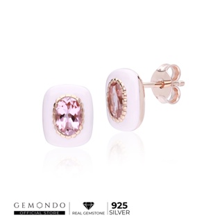 Gemondo ต่างหูเงินแท้ 925 ชุบโรสโกลด์ 18K ประดับพิงค์ทัวร์มาลีน (Pink Tourmaline) ทรงต่างหูสตั๊ด : ต่างหูพลอย candy