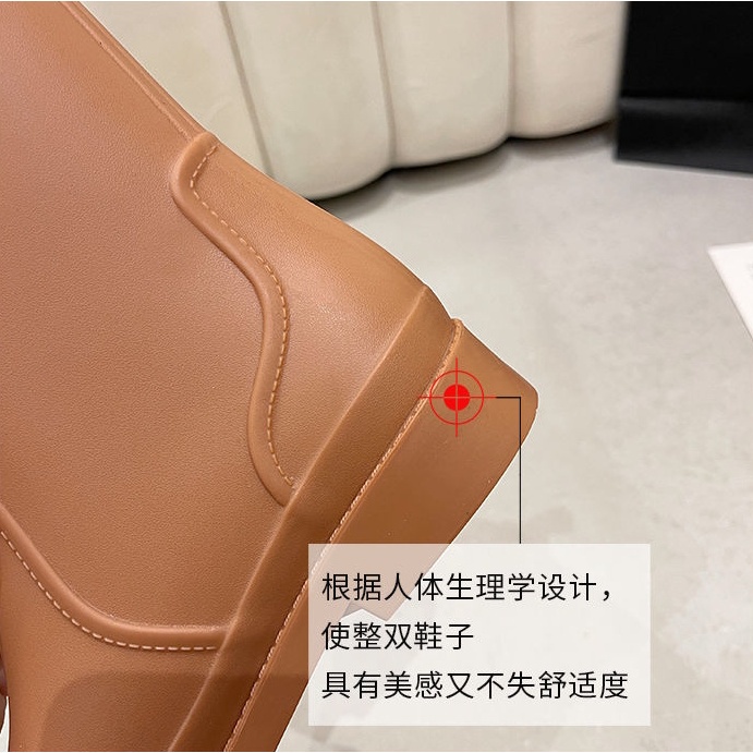 evebell รองเท้าบูทกันฝน พื้นหนา กันลื่น กันน้ำได้ รองเท้าบูทยางแฟชั่น สไตล์เกาหลี รองเท้าบูทผู้หญิง