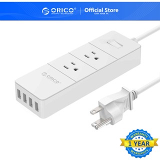 ORICO ปลั๊กไฟป้องกันไฟกระชาก 2AC US 4 พอร์ต USB สำหรับบ้าน ออฟฟิศ (IPC-2A4U-V2)