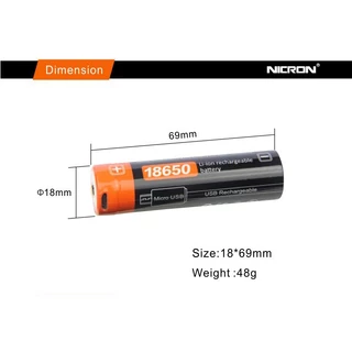 Nicron แบตเตอรี่ ความจุสูง 18650 2600Mah สําหรับ N8 B70 B70Plus N8F B60 H25 B71 N6 B200 F81
