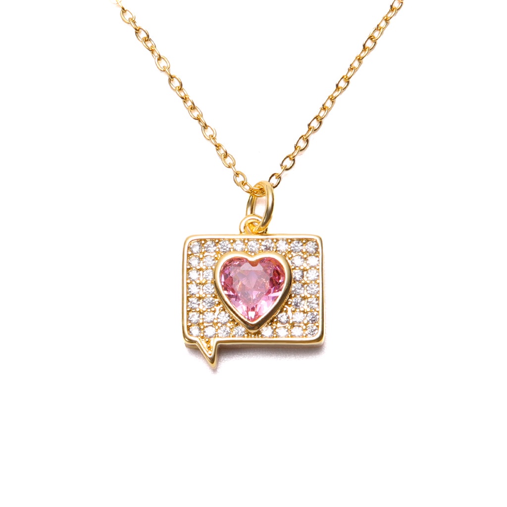 jewelry สร้อยคอทองคำ 18K สร้อยคอผู้หญิง สร้อยคอแฟชั่น จี้กล้อง สีชมพู ความรัก เครื่องประดับ สร้อยคอค