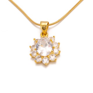 jewelry สร้อยคอทองชุบ สร้อยคอพร้อมจี้ ดีไซน์สวย รุ่นงานสวยความ ทองโคลนนิ่ง สร้อยคอทองชุบ24K พร้อมจี้ 354n