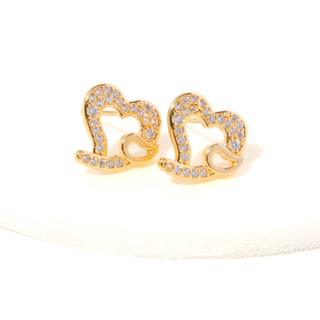 jewelry ต่างหูเพชรกระพริบรูปหัวใจทอง 18k 2021 เกาหลีใหม่ต่างหูผู้หญิง 226e