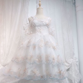 ☋Original star sleepless lolita ดอกไม้ของไดอาน่าหรูหรา cla งานแต่งงานเย็บปักถักร้อยฝรั่งเศส jsk dress