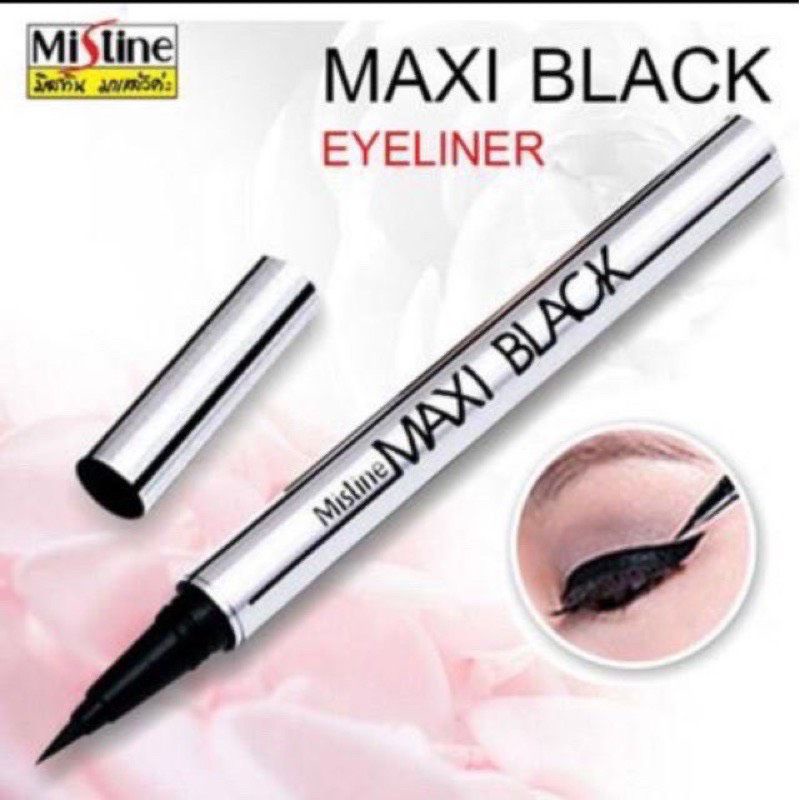 🔥มิสทินแม็กซี่แบล็คอายไลเนอร์ 1กรัม Maxi Black Eyeliner(ปีผลิตใหม่2023-20234)