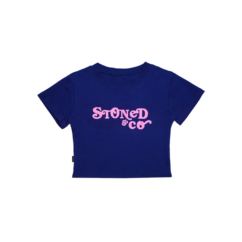 Stoned Dream : Pinky Blue Crop Top | เสื้อครอปท็อปแขนสั้นสีน้ำเงิน รุ่น Pinky