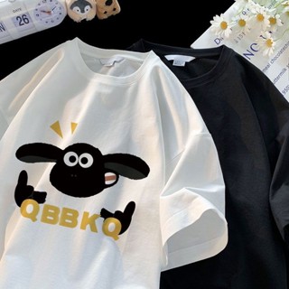 "Shaun the Sheep" เสื้อยืดผู้ชายและผู้หญิง แขนสั้น สไตล์ฤดูร้อน ลายพิมพ์ผ้าฝ้ายบริสุทธิ์ผ้าสดชื่น