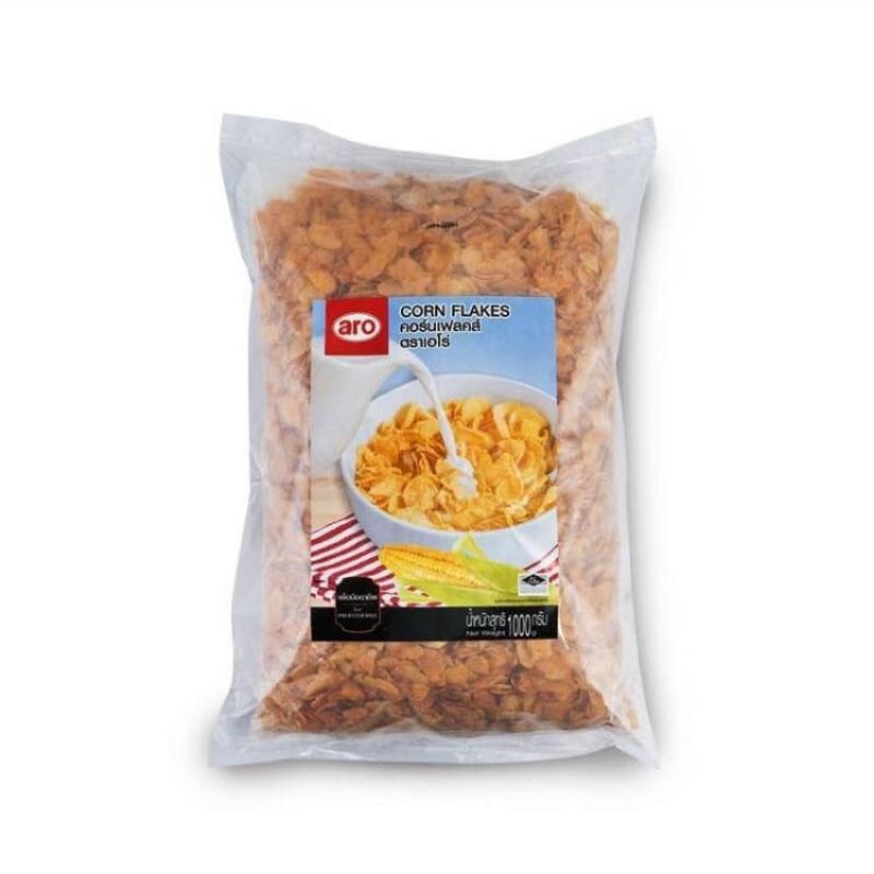 คอนเฟลก คอร์นเฟลกอาหารเช้าซีเรียล เอโร่ ขนาด 1 กิโลกรัม aro cereal cornflakes