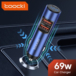 Toocki ที่ชาร์จในรถยนต์ 69W พร้อมจอแสดงผลดิจิทัล ชาร์จเร็ว 3 พอร์ต QC 4.0 PD PPS Type C USB อะแดปเตอร์ในรถ