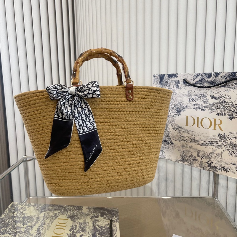 Dior s New Straw Tote Shopping Bag Women s Fashion Casual Tote Beach Bag