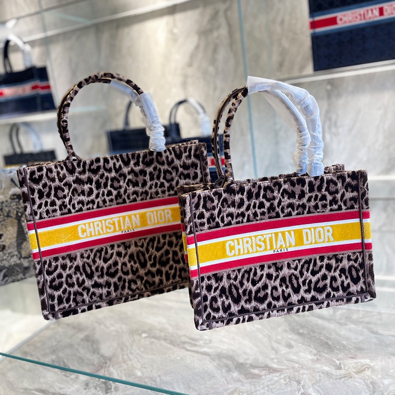 ㍿♈▨▥Dior Book Tote Velvet Leopard Print Women s Fashion Shopper Bag