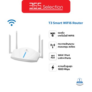 T3 AX1800 WiFi6 Router เราเตอร์รับสัญญาณ Wi-Fi 6 ตัวขยายสัญญาณเน็ต 2.4Ghz, 5Ghz เราเตอร์ WiFi6 4 เสาสัญญาณประสิทธิภาพสูง