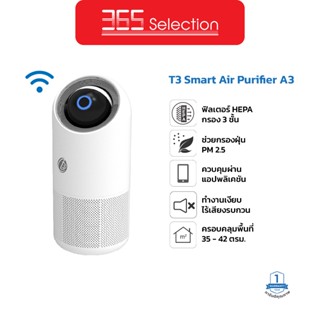 T3 Smart Air Purifier A3 เครื่องฟอกอากาศอัจฉริยะสำหรับห้องขนาดกลางฆ่าเชื้อ 99.97% ครอบคลุมห้องกว้างขึ้น