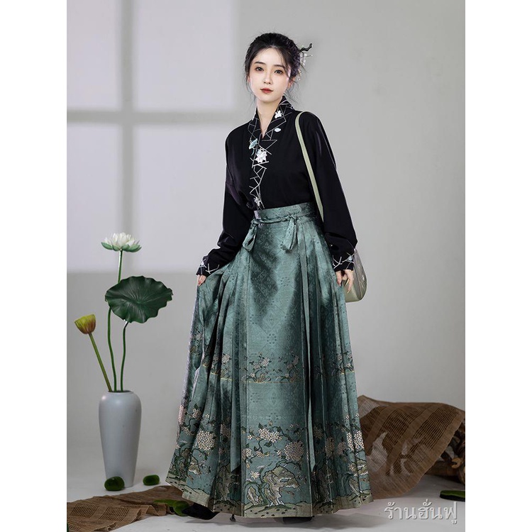 เสื้อผ้าแบบดั้งเดิมของจีน👗2024 ใหม่ประจำวันเดินทางปรับปรุง Hanfu สุภาพสตรีสุภาพสตรีลูกไม้ลูกไม้กระโปรงสไตล์ชาติชุด