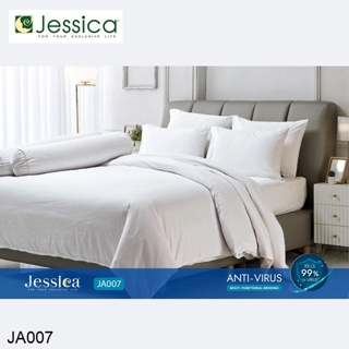 Jessica (ครบเซ็ต) ผ้าปูที่นอน+ผ้านวม 5ฟุต 6ฟุต ป้องกันไวรัส สีขาว WHITE ANTI-VIRUS JA007 #เจสสิกา เครื่องนอน ชุดผ้าปู