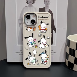 เคสโทรศัพท์มือถือ ซิลิโคน กรอบโลหะ กันกระแทก ลาย Pochacco แฟชั่น สําหรับ iphone 14ProMax 11 13 12 7Plus 8 X XS Max