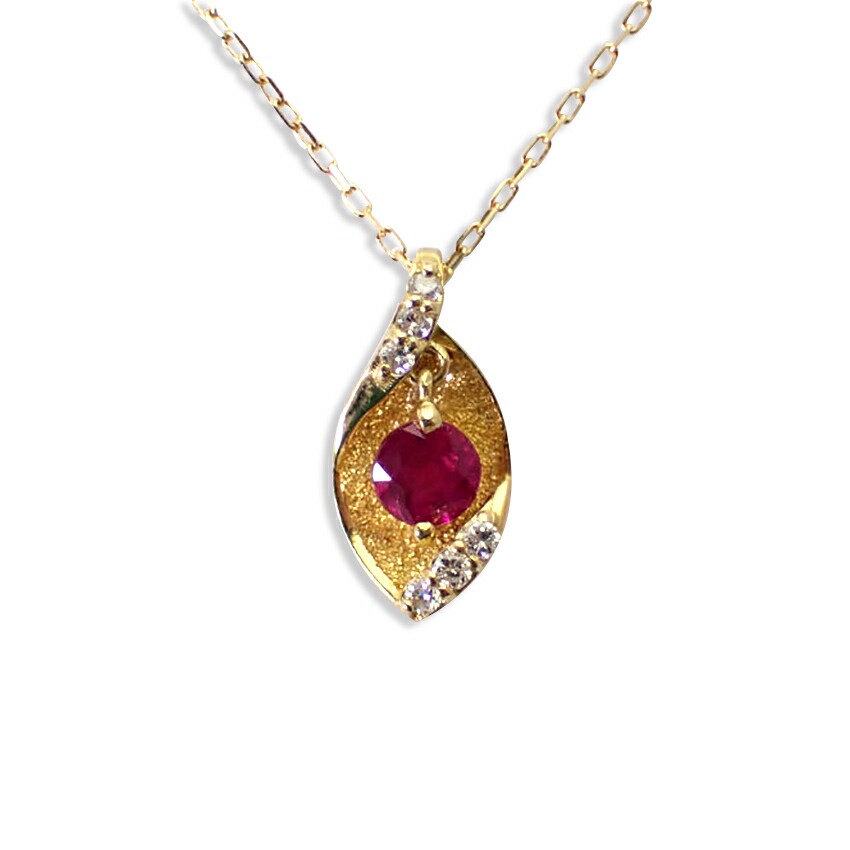 [ใหม่] K18 สร้อยคอ จี้เพชรทับทิม [I2-12]
