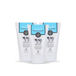 BEAUTY BUFFET - [ PACK 3 PCS. ] SCENTIO MILK PLUS WHITENING Q10 FACIAL FOAM  (100 ML)