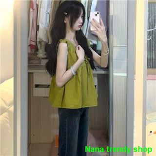 🏀⚽Best SellersGreen Outerwear Small Camisole Women s Short Chic แขนกุด Top