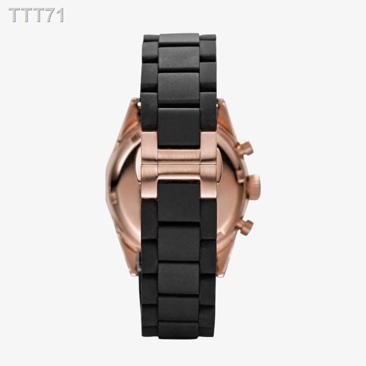 ✲EMPORIO ARMANI นาฬิกาข้อมือผู้หญิง รุ่น AR5906 Sportivo Chronograph Black Dial - Black Silicone