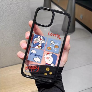 เคสโทรศัพท์มือถืออะคริลิคใส แบบแข็ง ลายโดราเอมอนน่ารัก สําหรับ iphone 14 pro Max 11 13 12 7Plus 8 X XS Max