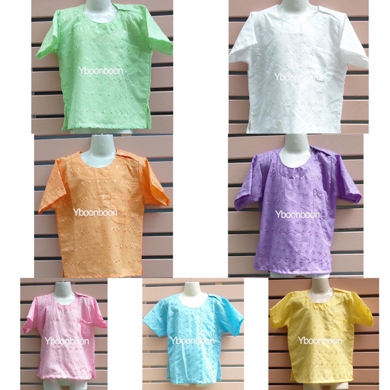 เสื้อลูกไม้เด็กผู้ชาย ลูกไม้ลายฉลุเด็กผู้ชาย ใส่ไปโรงเรียนเด็กชาย ผ้าลูกไม้ฉลุ รอบอก26-38นิ้ว