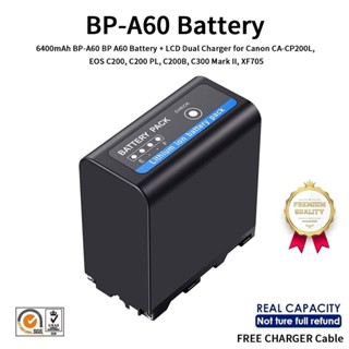 6400MAh A30 C300 A90 BP แบตเตอรี่ A60 LCD Dual Charger สำหรับ Canon CA-CP200L, EOS PL,BP-A60,Mark II, XF705