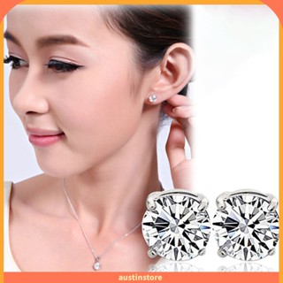 ต่างหูผู้หญิงผู้ชายแบบติดหูตกแต่ง Rhinestone 4 กรงเล็บ 1 คู่