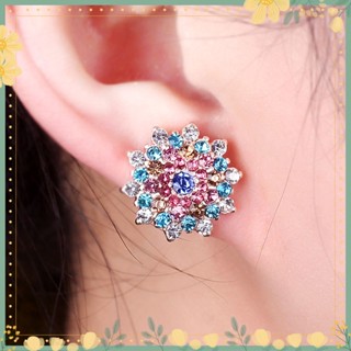 Zhao ต่างหูรูปดอกทานตะวัน Rhinestone