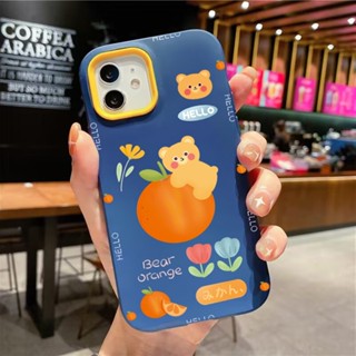 เคสโทรศัพท์มือถือ ซิลิโคน ลายผลไม้ ส้ม หมี 3 in 1 สําหรับ iPhone 14Promax 13 12 11 7Plus X XR